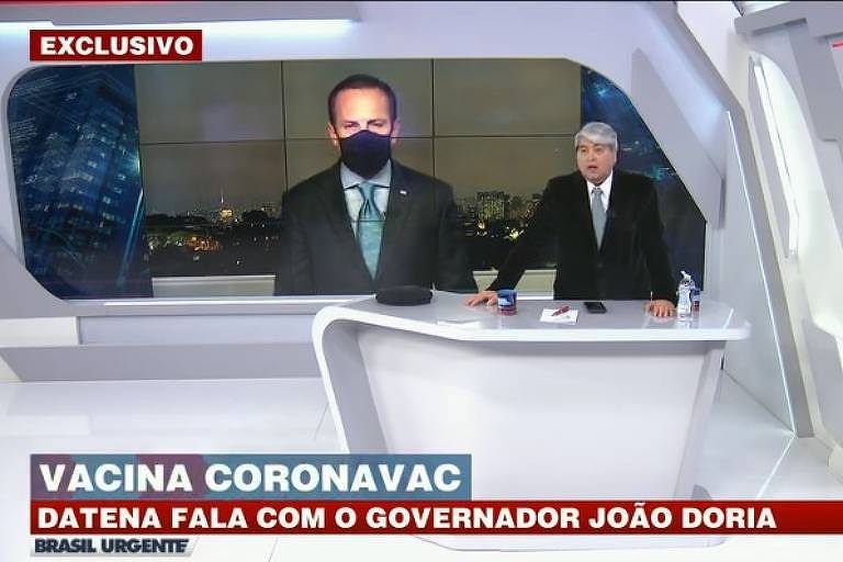 Doria diz que Datena 'não é médico' em discussão ao vivo sobre Coronavac