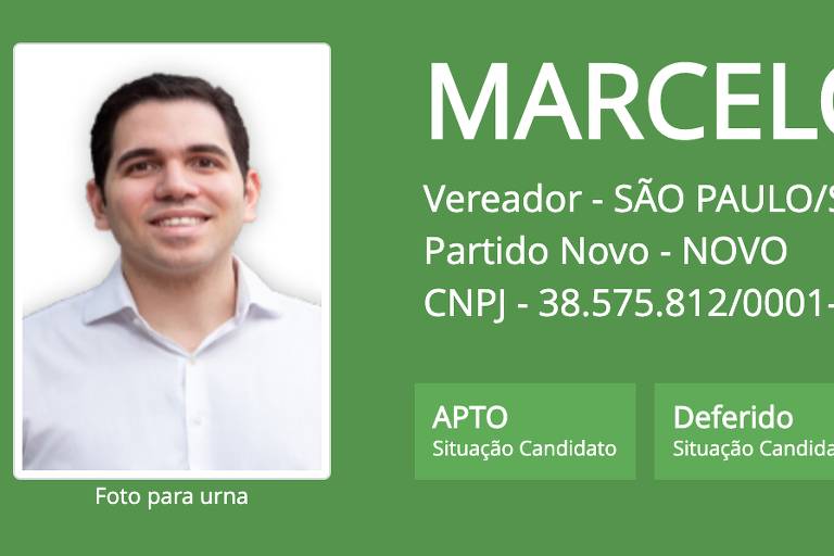 Candidato a vereador pelo partido Novo em São Paulo