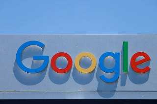 FILE PHOTO: A Google sign is shown at one of the company's office complexes in Irvine, California