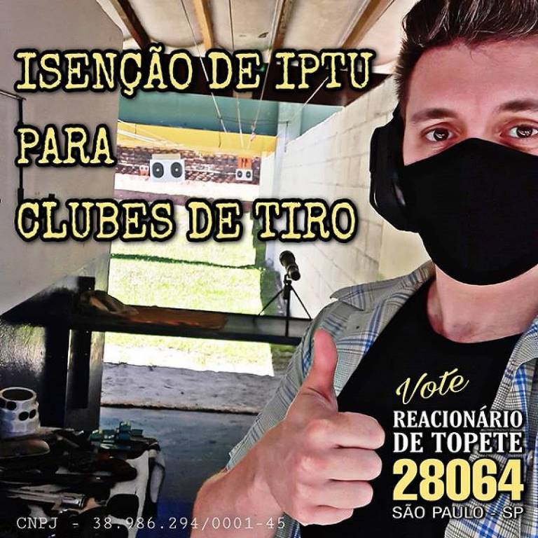 O candidato a vereador de São Paulo pelo PRTB Ricardo Santi, o Revolucionário de Topete