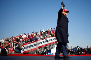 U.S. President Donald Trump holds a campaign rally at Fayetteville Regional Airport in Fayetteville