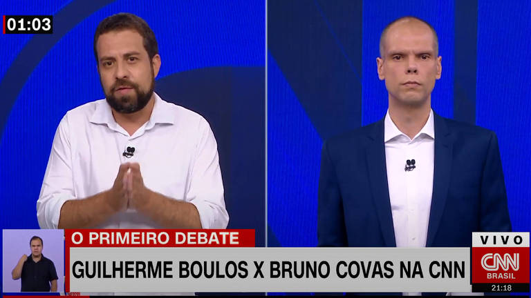 Primeiro debate do 2º turno entre Bruno Covas (PSDB) e Guilherme Boulos (PSOL), que se enfrentam pela Prefeitura de São Paulo. O encontro foi feito pela CNN
