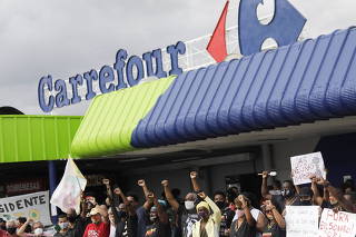 Protest against racism, after Joao Alberto Silveira Freitas was beaten to death by security guards at a Carrefour supermarket
