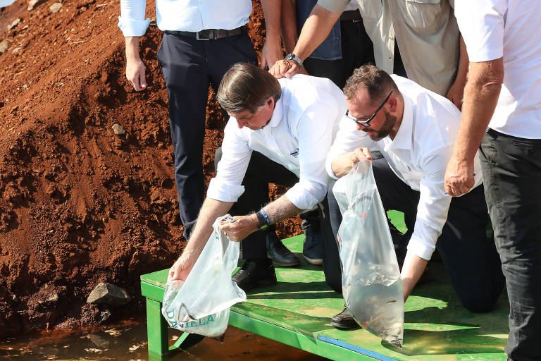 Presidente da República Jair Bolsonaro, Faz a Soltura de Alevinos no reservatório de água da Usina, em Renascença (PR)