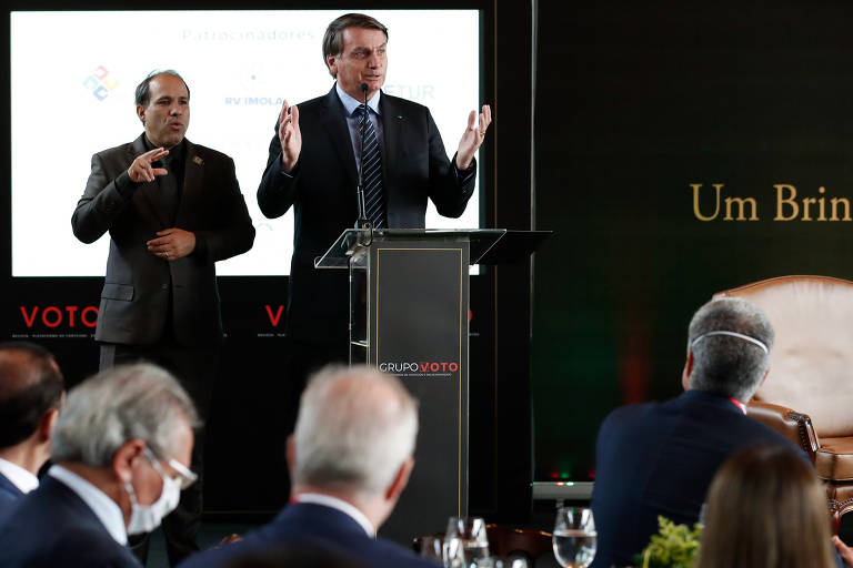 O presidente Jair Bolsonaro durante o encontro com empresários