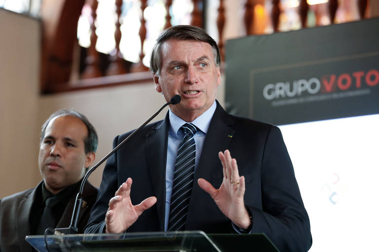 O presidente Jair Bolsonaro durante o encontro com investidores promovido pelo Grupo Voto.