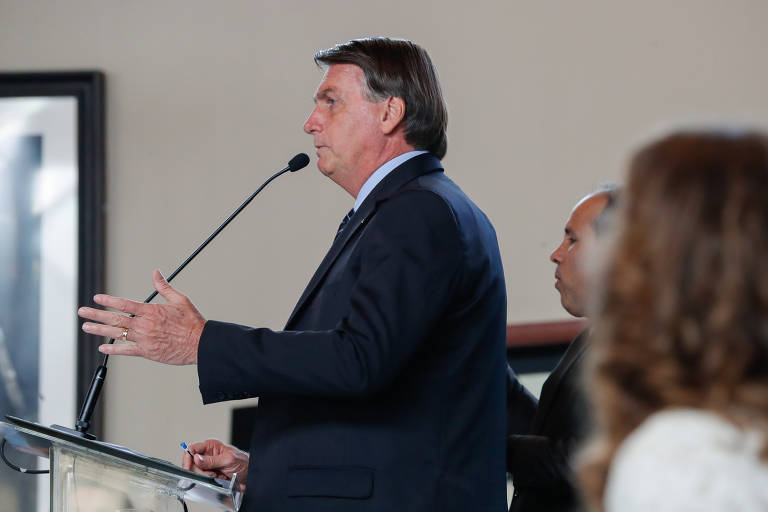 O presidente Jair Bolsonaro durante o encontro com investidores promovido pelo Grupo Voto.