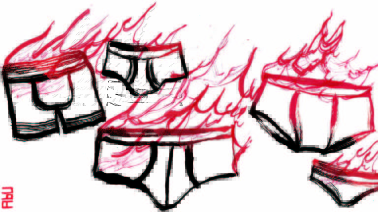 Desenho de cuecas em chamas