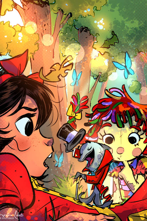 Ilustração da nova edição de "A Menina do Narizinho Arrebitado", de Monteiro Lobato, que passou por adaptação de sua bisneta, Cleo Monteiro Lobato