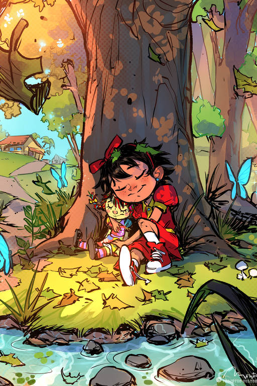 Ilustração da nova edição de "A Menina do Narizinho Arrebitado", de Monteiro Lobato, que passou por adaptação de sua bisneta, Cleo Monteiro Lobato