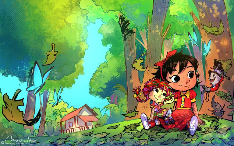 Ilustração da nova edição de "A Menina do Narizinho Arrebitado", de Monteiro Lobato, que passou por adaptação de sua bisneta, Cleo Monteiro Lobato