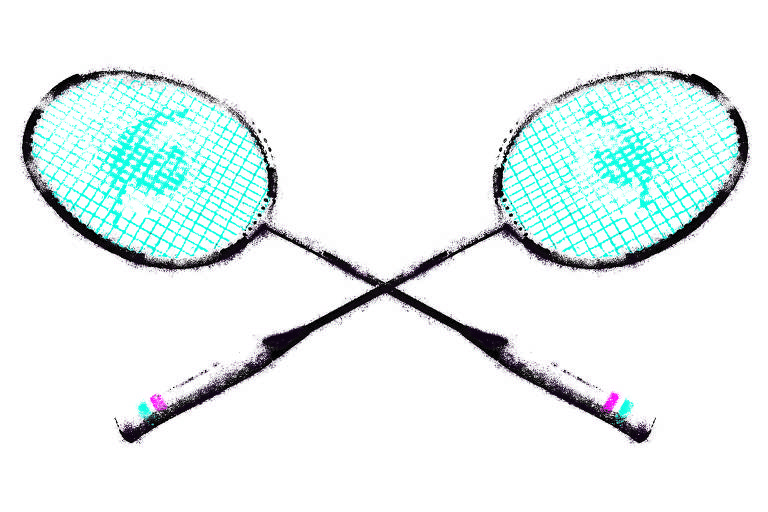 Ilustração de duas raquetes de tênis em fora de xis