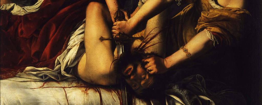 Em pintura, duas mulheres decapitam um homem 