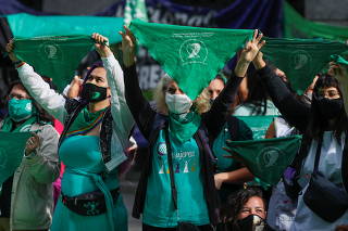 Demonstration in favour of legalising abortion, in Buenos Aires