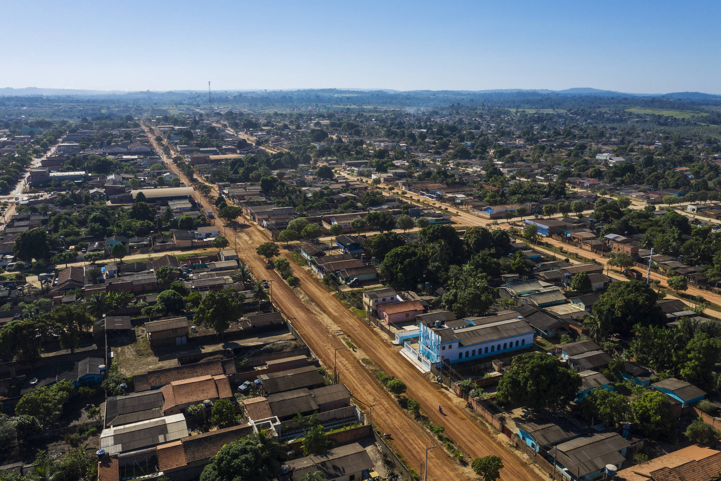 Vista aérea da cidade de Uruará, que fica às margens da rodovia Transamazônica