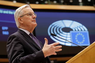 EU chief Brexit negotiator Michel Barnier addresses the European Parliament in Brussels