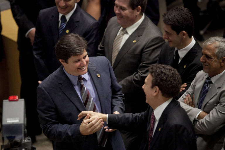 O então deputado estadual Baleia Rossi e Campos Machado durante eleição da mesa diretora da Assembleia Legislativa de São Paulo