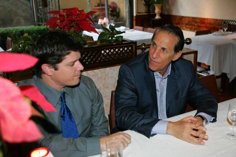 O então deputado estadual Baleia Rossi em almoço com o ex-governador Orestes Quércia, na époica presidente do PMDB