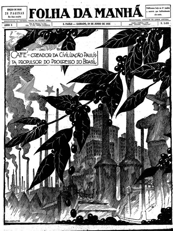 Em 1935, a Folha da Manhã acompanha com atenção o crescimento do totalitarismo na Europa, mas não deixa de lado as preocupações com a agricultura, principalmente a cafeeira