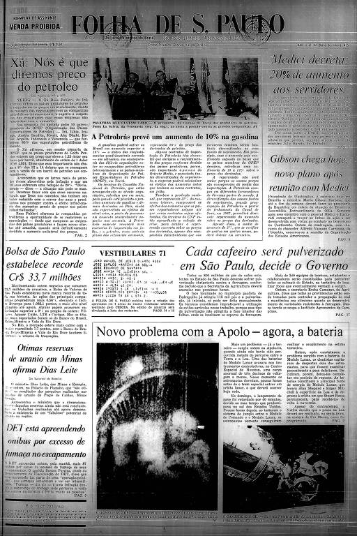Primeira Página da Folha de 4 de fevereiro de 1971