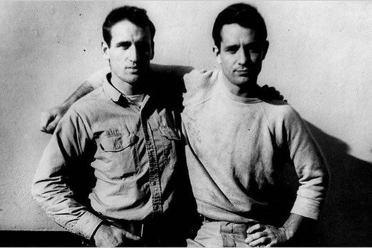 Retrato do escritor Jack Kerouac e seu companheiro de viagens Neal Cassady 
