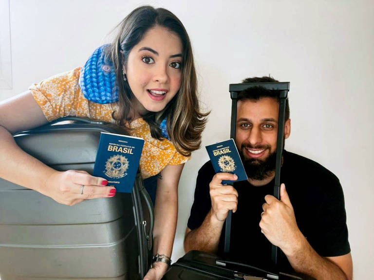 A empreendedora Aline Oneda, 31, tem o sonho de viajar para Portugal com o marido, o representante comercial Luiz Henrique de Souza, 33, assim que a vacina permitir