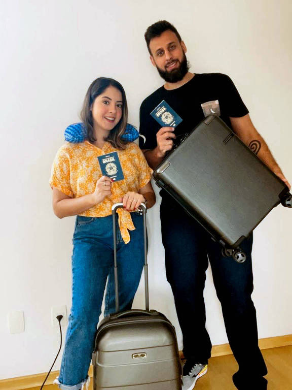 A empreendedora Aline Oneda, 31, tem o sonho de viajar para Portugal com o marido, o representante comercial Luiz Henrique de Souza, 33, assim que a vacina permitir