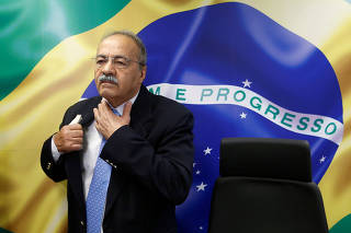 FILE PHOTO: Brazil's Senator Chico Rodrigues reacts during a meeting with Brazilian Federal Deputy Eduardo Bolsonaro at the Federal Senate in Brasilia