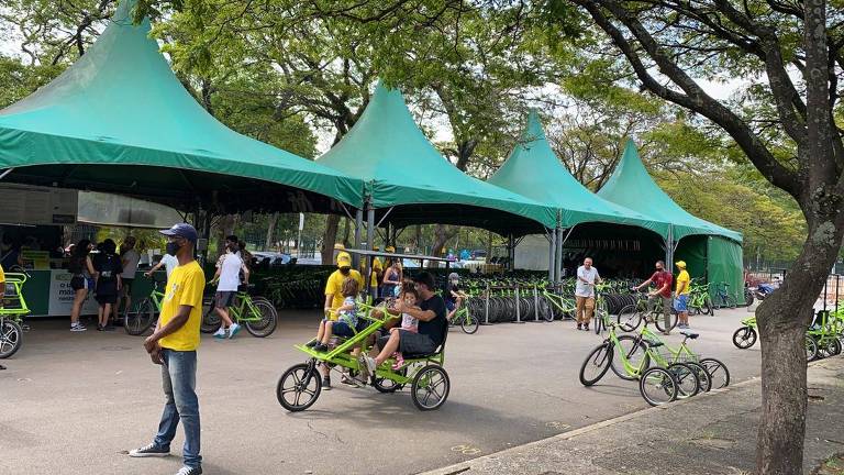 Aluguel de bicicletas da Flavio Bike, no parque do Ibirapuera