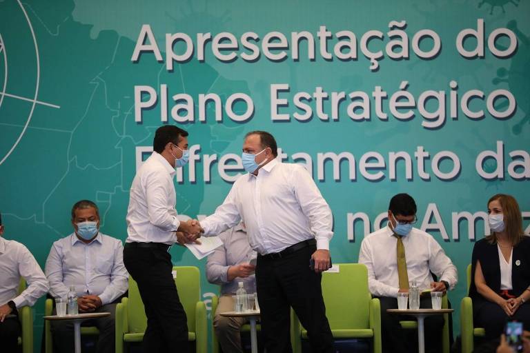 Ministro Eduardo Pazuello (Saúde) em encontro com o governador do Amazonas Wilson Lima (PSC)

