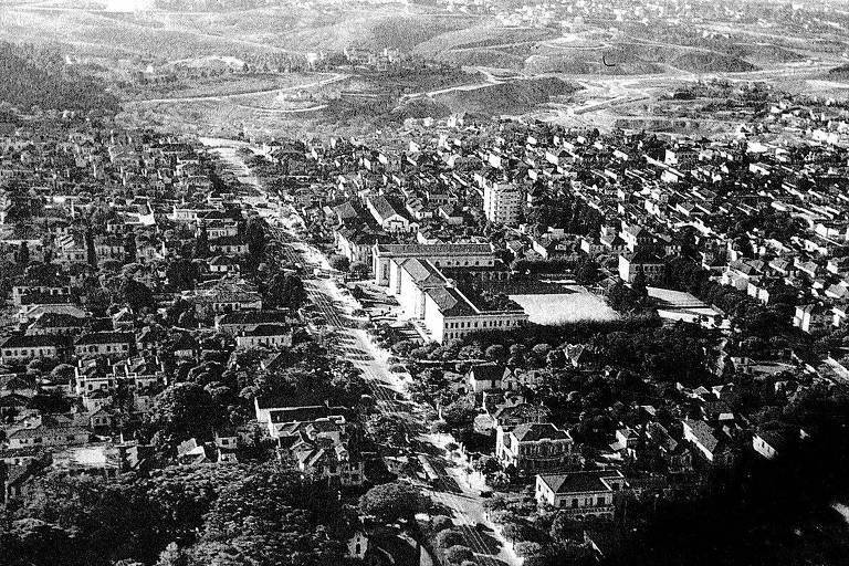 vista aérea da avenida Paulista em 1918