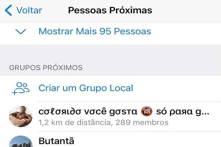 O Telegram também mostra grupos que estão próximos de sua localização