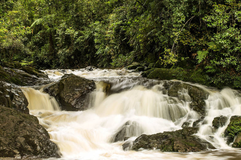 Cachoeira do Sagui, em Engenheiro Marsilac, na zona sul de SP