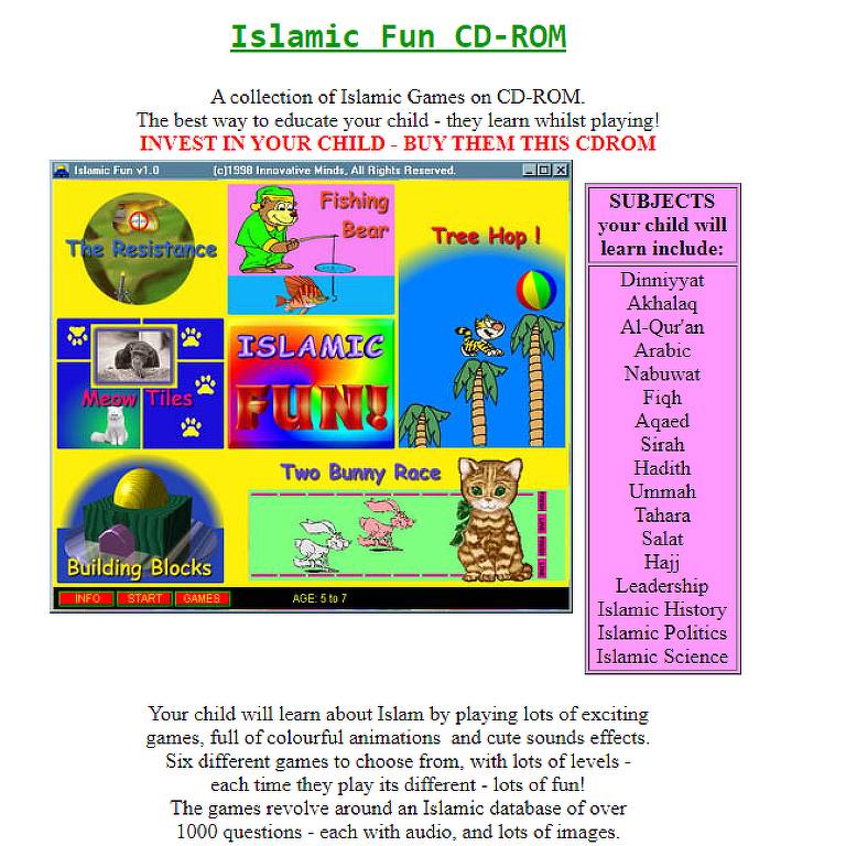 Site do game infantil 'Islamic Fun!'