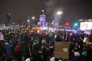 Protest against verdict restricting abortion rights, in Warsaw