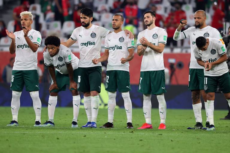 Jogadores do Palmeiras durante a disputa de pênaltis