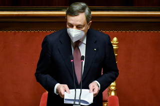 Italy's PM Draghi lays out policy agenda of his unity government in parliament in Rome