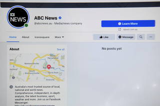 The ABC News Facebook page is seen on a screen in Canberra