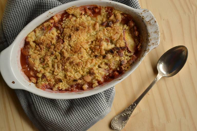 Receita de crumble de nectarina 