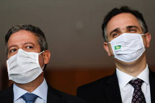 President of Brazil's Lower House Lira and President of Brazil's Senate Pacheco hold a news conference in Brasilia