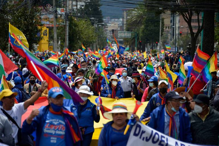 Marcha de indígenas em apoio a Yaku Pérez chega a Quito após percorrer 700 km