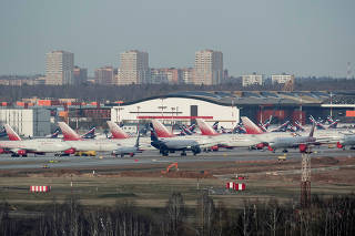 FILE PHOTO: Planes are seen parked at Sheremetyevo International Airport outside Moscow