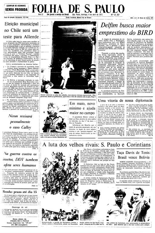 Primeira Página da Folha de 4 de abril de 1971