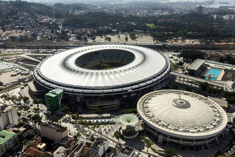 Imagem aérea do Maracanã, construído para a Copa do Mundo de 1950