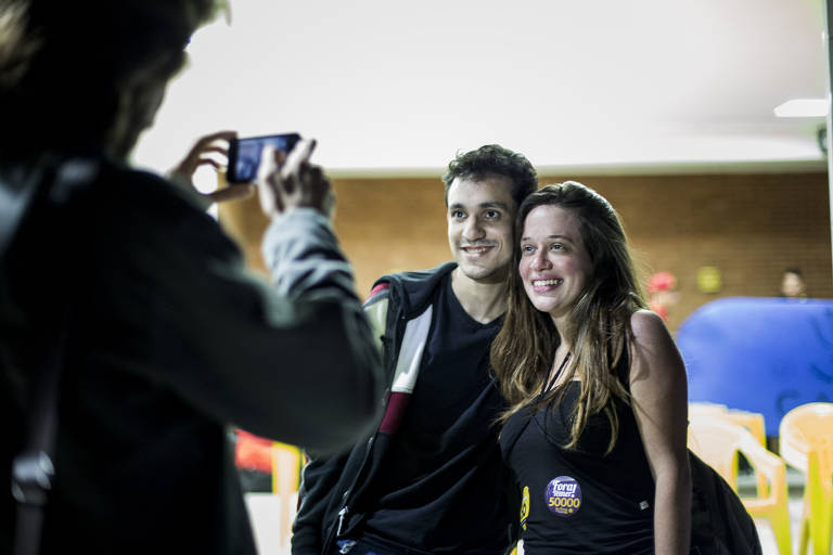 Isa Penna, então candidata a vereadora pelo PSOL em 2016, após o debate com outros candidatos na Escola Politecnica da USP.