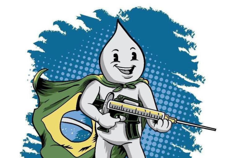Zé Gotinha na versão do governo Jair Bolsonaro, imagem divulgada pelos filhos do presidente 