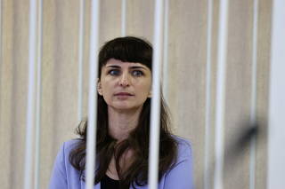 Journalist Katerina Borisevich attends a court hearing in Minsk