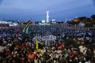 Protest against Bolivian President Luis Arce's government after the detention of former interim President Jeanine Anez, in Santa Cruz