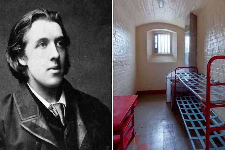 Imagem mostra de um lado um retrato de homem branco e do outro a foto de uma cama em prisão