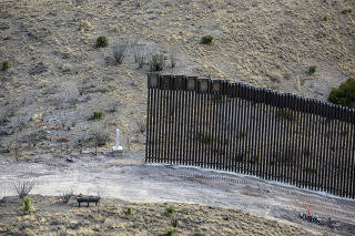 The unfinished border wall at the Coronado National Monument in Arizona, Feb. 10, 2021. (Adriana Zehbrauskas/The New York Times)
